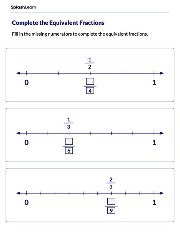 Find Numerator to Make Equivalent Fractions Math Worksheets SplashLearn